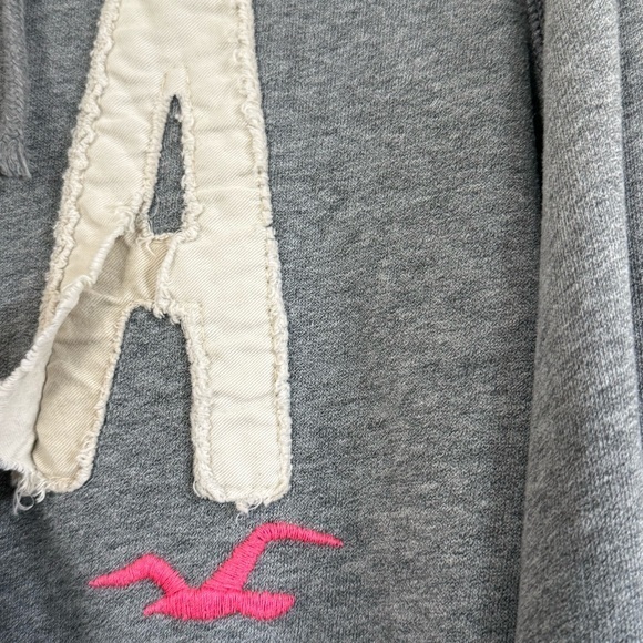 Y2K Hollister CA Hoodie Mall Rat Tumblr VSCO Gray Logo Pullover Sweatshirt Sz L - Picture 5 of 9